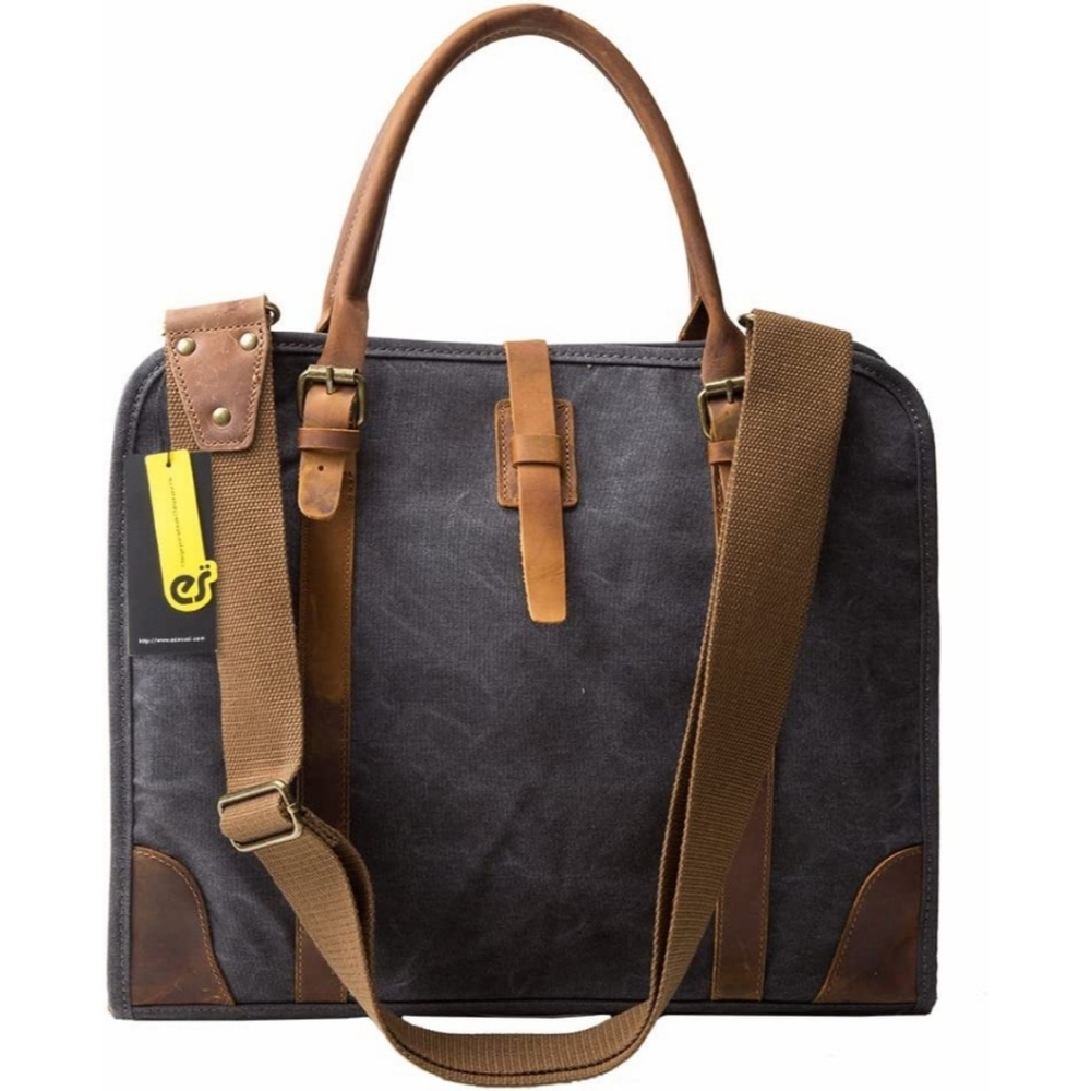 ECOSUSI High Density Canvas  Leather Business Messenger Briefcase Laptop Bag NEW